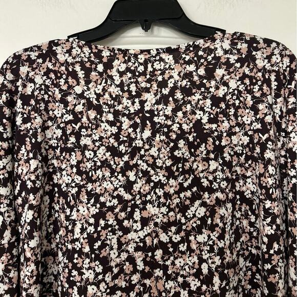 Emaline Brown Ditsy Floral Jersey Knit Top Size 3X Feminine Casual Career - Picture 8 of 10
